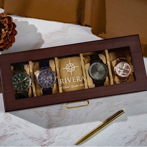 Custom Engraved Watch Box, Dad Birthday Gift, Gifts for Men, Personalized Watch Storage Case, Anniversary Gifts for Him, Husband Gift