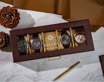 Custom Engraved Watch Box, Fathers Day Gifts, Gifts for Men, Personalized Watch Storage Case, Anniversary Gifts for Him, Husband Gift
