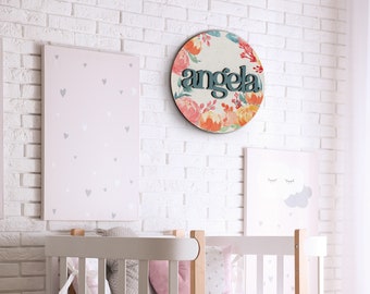 Nursery Name Sign, Above Crib Sign, Round Name Sign, Custom Name Sign, Boy Name Sign, Boy Nursery Sign, Nursery Decor, Baby Name Sign