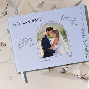 Libro de visitas con fotos de boda, libro de visitas personalizado para recepción de boda, álbum de fotos de compromiso y libro de firmas, regalo de boda para pareja con foto imagen 10