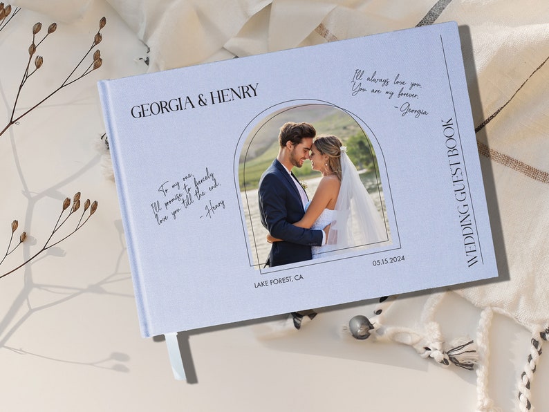 Libro de visitas con fotos de boda, libro de visitas personalizado para recepción de boda, álbum de fotos de compromiso y libro de firmas, regalo de boda para pareja con foto imagen 10