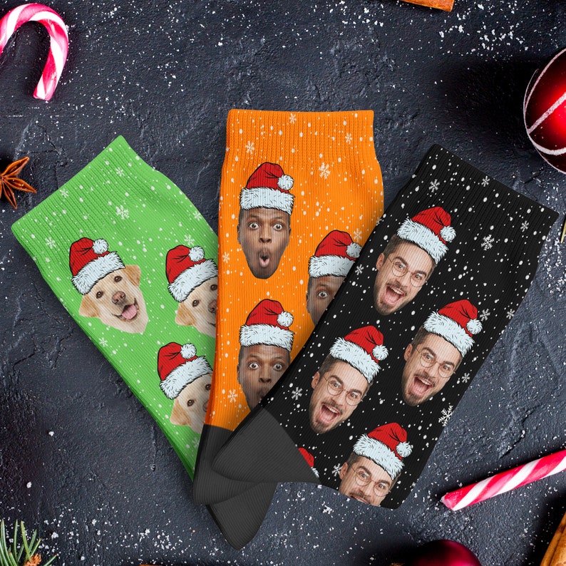 Custom Face Socks Photo Socks with Face Christmas Xmas image 6