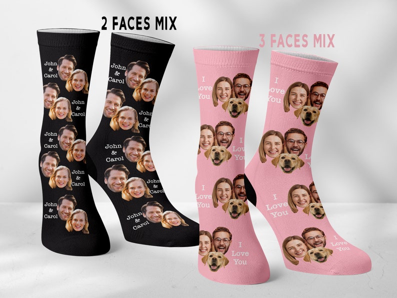 Photo Socks, Custom Socks, Custom Face Socks w Text, Men's Gifts, Groomsmen Socks, Funny Gifts for Him Personalized Socks, Gag Gift for Him image 3