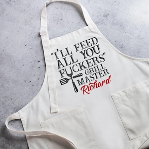 Personalized Aprons for Men, Dad Gifts from Daughter, Son, Wife, BBQ Grill Gifts for Dad, Barbeque Grill Master, Grilling Gifts for Men him