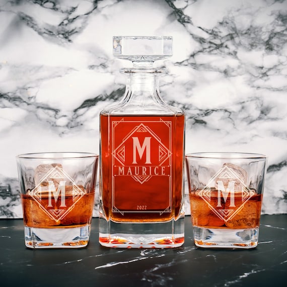 Decanter Set Personalized Whiskey Decanter Set Custom Etsy