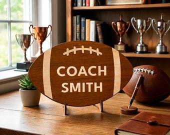 Regalo para entrenador de fútbol, letrero personalizado para entrenador, regalo de fin de temporada para entrenador, trofeo de madera personalizado para fútbol, regalo de agradecimiento para entrenador, regalo para entrenador de educación física