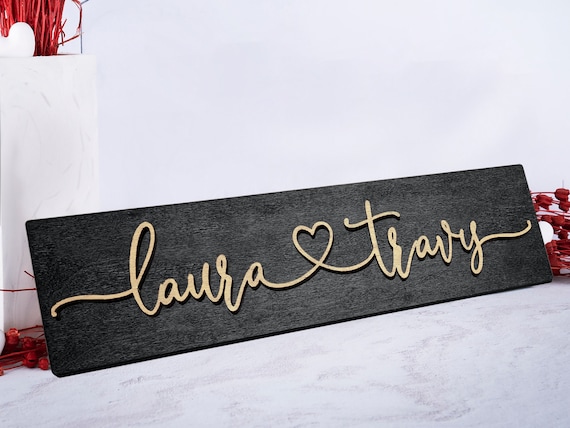 Personalized Couples Name with Heart, Couples Name Sign, Rustic Wood Sign, Home Decor, Gifts for Couple, Wedding Gift, Engagement Gift