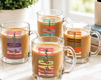 Personalized Glass Teacher Mug, Teacher Appreciation Gift, Custom Name Coffee Cup For Teacher, Back to School Gift, End Of School Year Gift