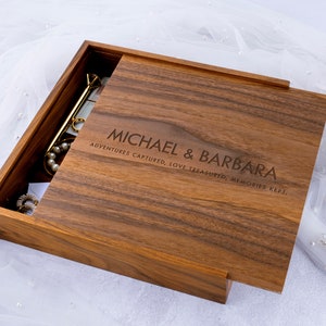 Bridal Shower Gift, Keepsake Box, Wedding Memory Box, Engagement Gifts, Wood Storage Card Box for Photos Cards, Anniversary Gift for Couple
