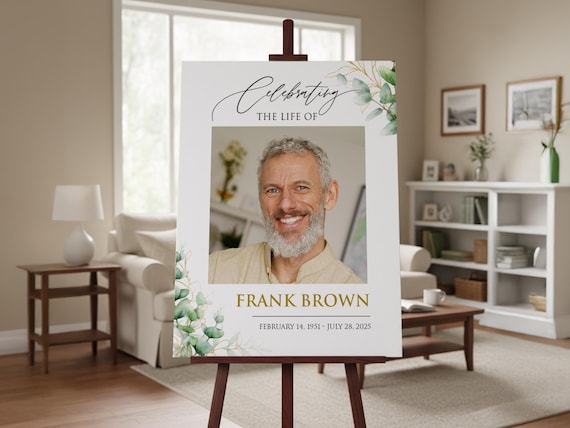 Custom Funeral Welcome Sign, Memorial Welcome Sign, Personalized Memorial Sign, Funeral Sign with Picture, Celebration of Life Sign