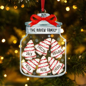 Christmas Ornaments, Personalized Family Name Christmas Ornaments, Family Christmas Jar Ornament, Christmas Tree Ornament, Holiday Keepsake