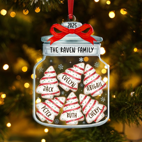 Christmas Ornaments, Personalized Family Name Christmas Ornaments, Family Christmas Jar Ornament, Christmas Tree Ornament, Holiday Keepsake