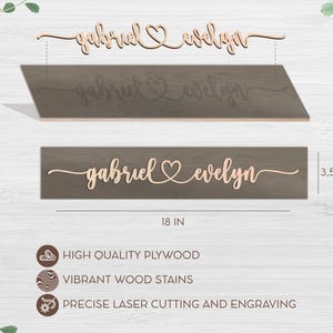 Personalized Couples Name with Heart, Couples Name Sign, Rustic Wood Sign, Home Decor, Gifts for Couple, Wedding Gift, Engagement Gift image 4
