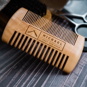Beard Comb Personalized, Dad Birthday Gift, Anniversary Gifts for Him, Custom Wood Beard Comb, Men Gifts, Pocket Beard Comb, Groomsmen Gifts image 9