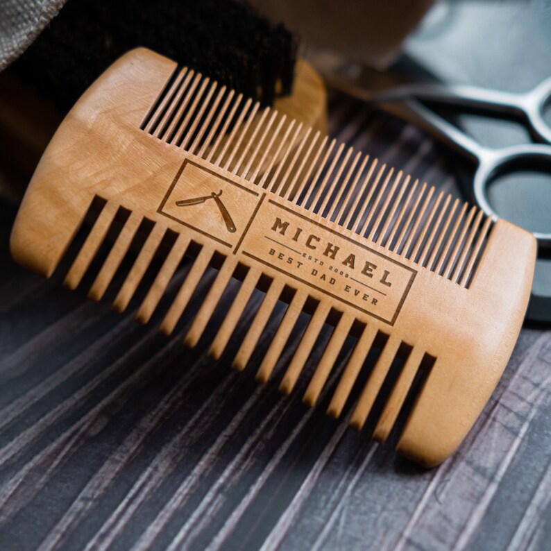 Beard Comb Personalized, Dad Birthday Gift, Anniversary Gifts for Him, Custom Wood Beard Comb, Men Gifts, Pocket Beard Comb, Groomsmen Gifts image 9