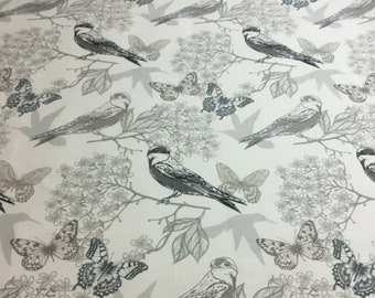 Bird print tropical style upholstery or drapery fabric by Richloom Platinum etc pillows 100/% cotton fabric by the yard for chairs drapes