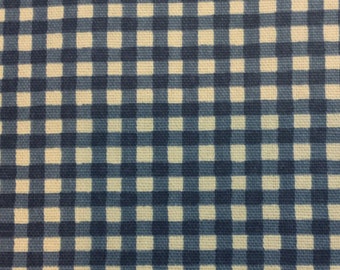 BTY x 54" P Kaufmann Traditional Blue and Light Gray Check Home Decorator Fabric