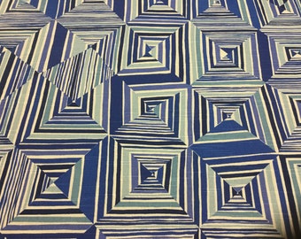 By the Yard x 54" Annie Selke Geo Blue Home Decor Fabric