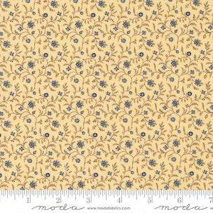 Tissu Moda — 1 yard x 44&quot; Amelia&#39;s Blues-motif Betsy Chutchian # 31654-16 coton
