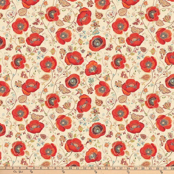 By the Half Yard x 42/44"  Avignon Poppies by Delphin Corbin for Blank Quilting