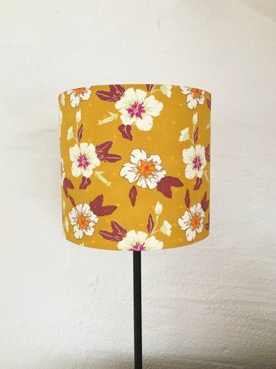 mustard floral table lamp