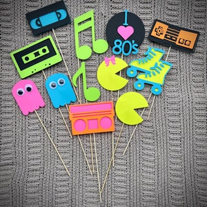 80’s Theme Centerpiece, Photo booth Props, 80's Party, 80's Birthday Party, 80's Cutouts, Birthday Party, Neon Party, I Love The 80's