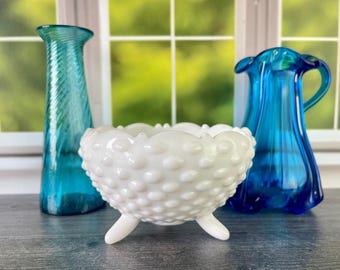 美品】蓋あり希少 フェントン ホブネイル ミルクガラス キャンディー 