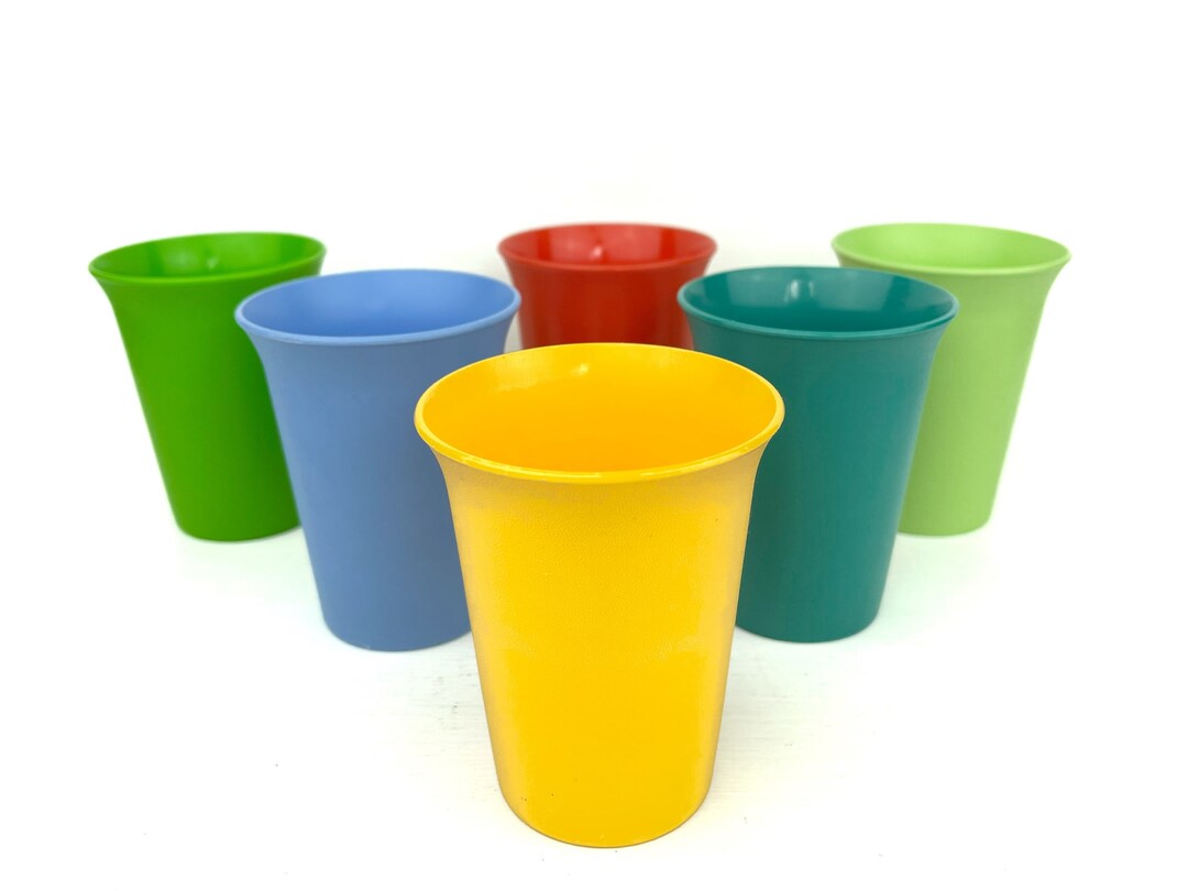 Set of 6 Vintage TUPPERWARE Cups Tumblers 8 Oz Stackable 109orange