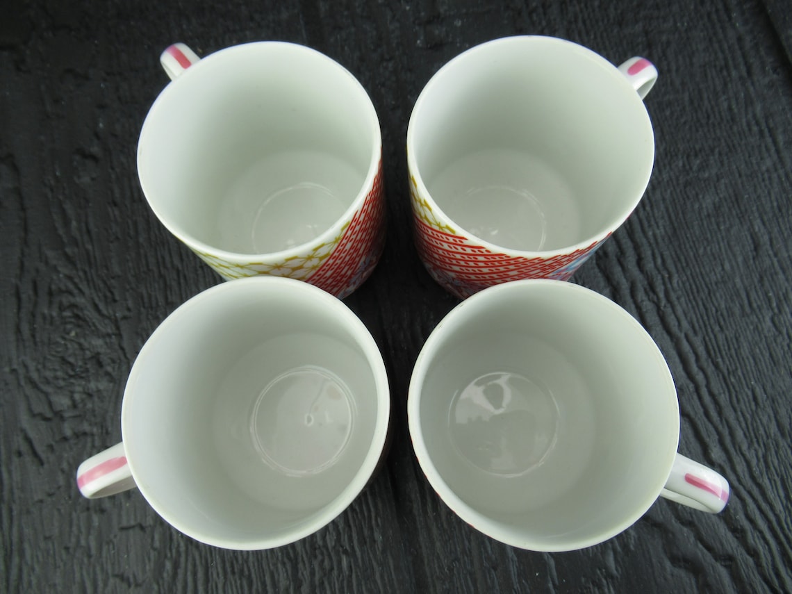 Set of 4 Vintage Stackable Small Coffee Cups Mugs Tea Etsy