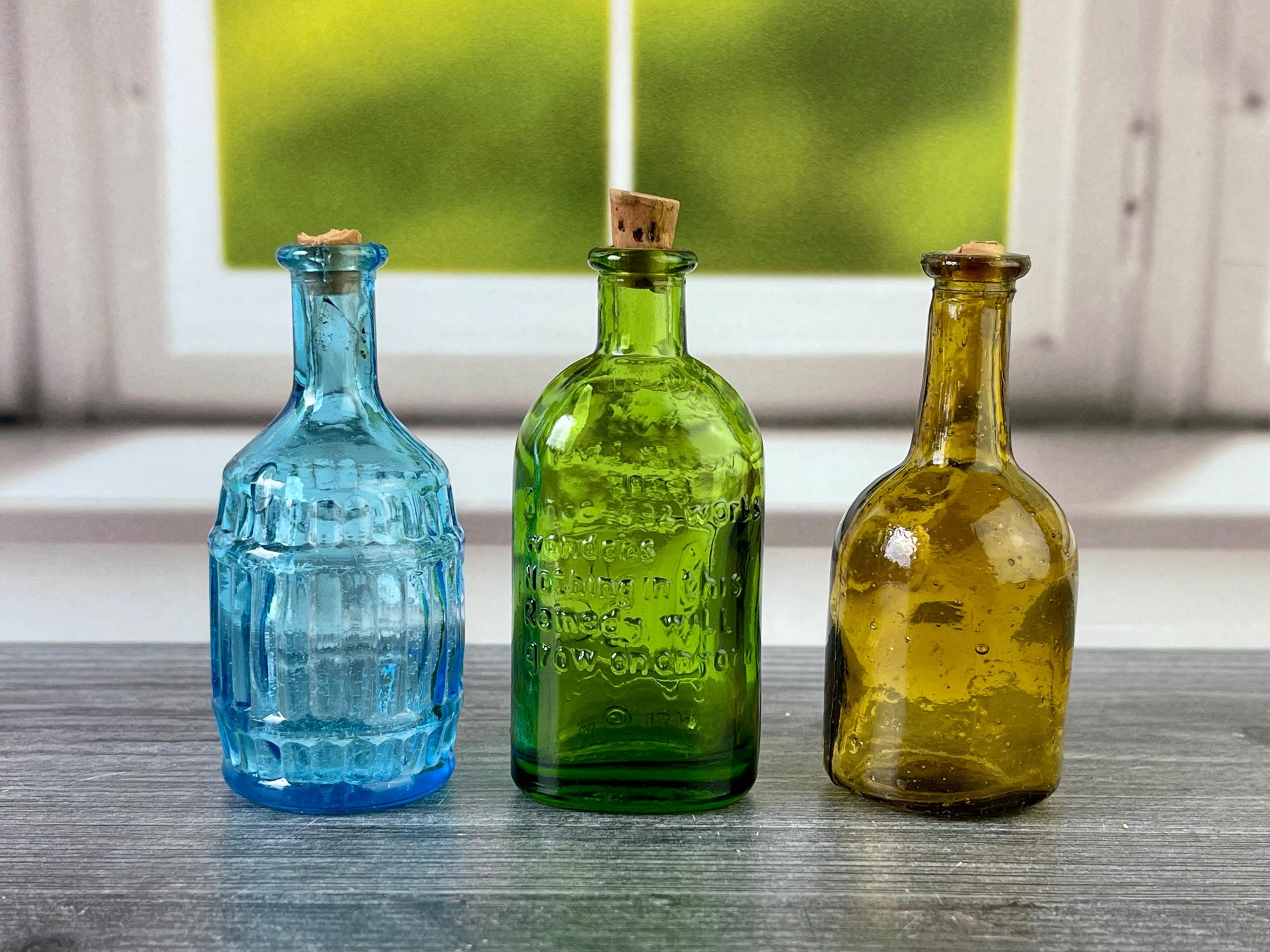 レトロ瓶グリーン色 Blue Green Glass Vintage Bottle - Etsy