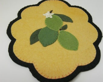 PDF Pattern: Lime Citrus Penny Rug, Instant Download, Spring / Summer Decoration. Wool, Wool Felt, Applique.