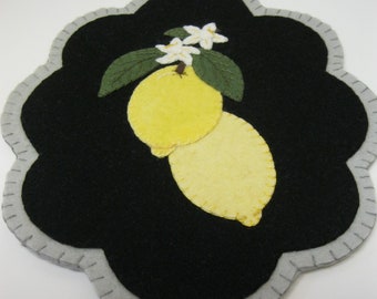 PDF Pattern: Lemon Citrus Penny Rug, Instant Download, Spring / Summer Decoration. Wool, Wool Felt, Applique