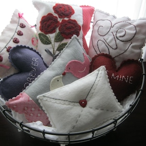 Patrón PDF: Rellenos para cuencos de San Valentín, descarga instantánea, decoración de San Valentín. Lana, fieltro de lana, apliques.
