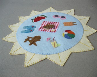 PDF Pattern: Summer Picnic Penny Rug, Instant Download, Summer Decoration. Wool, Wool Felt, Applique.