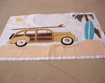 MAIL To You Pattern: Surf's Up Woody Panel,  Summer Decoration.  Wool, Wool Felt or Applique, Quilt, Frame, Pillow, Table Runner