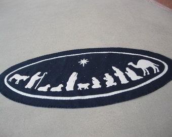 PDF Pattern: Christmas Nativity Penny Rug, Instant Download, Christmas / Winter Decoration. Wool, Wool Felt, Applique.