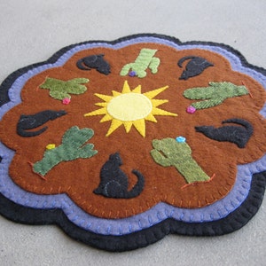 PDF Pattern: Cactus and Coyote Penny Rug, Instant Download, Decoration. Wool, Wool Felt, Applique.