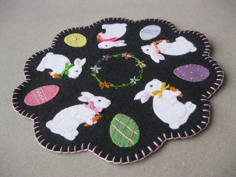 PDF Pattern: Bunny and Egg Penny Rug Instant Download Spring image 1