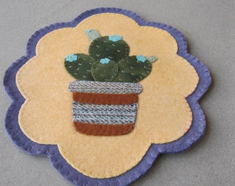 PDF Pattern: Potted Cactus Penny Rug, Instant Download, Spring / Summer Decoration. Wool, Wool Felt, Applique.