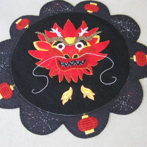 PDF Pattern: Chinese New Year Penny Rug, Instant Download, Lunar New Year Decoration. Wool, Wool Felt, Applique.