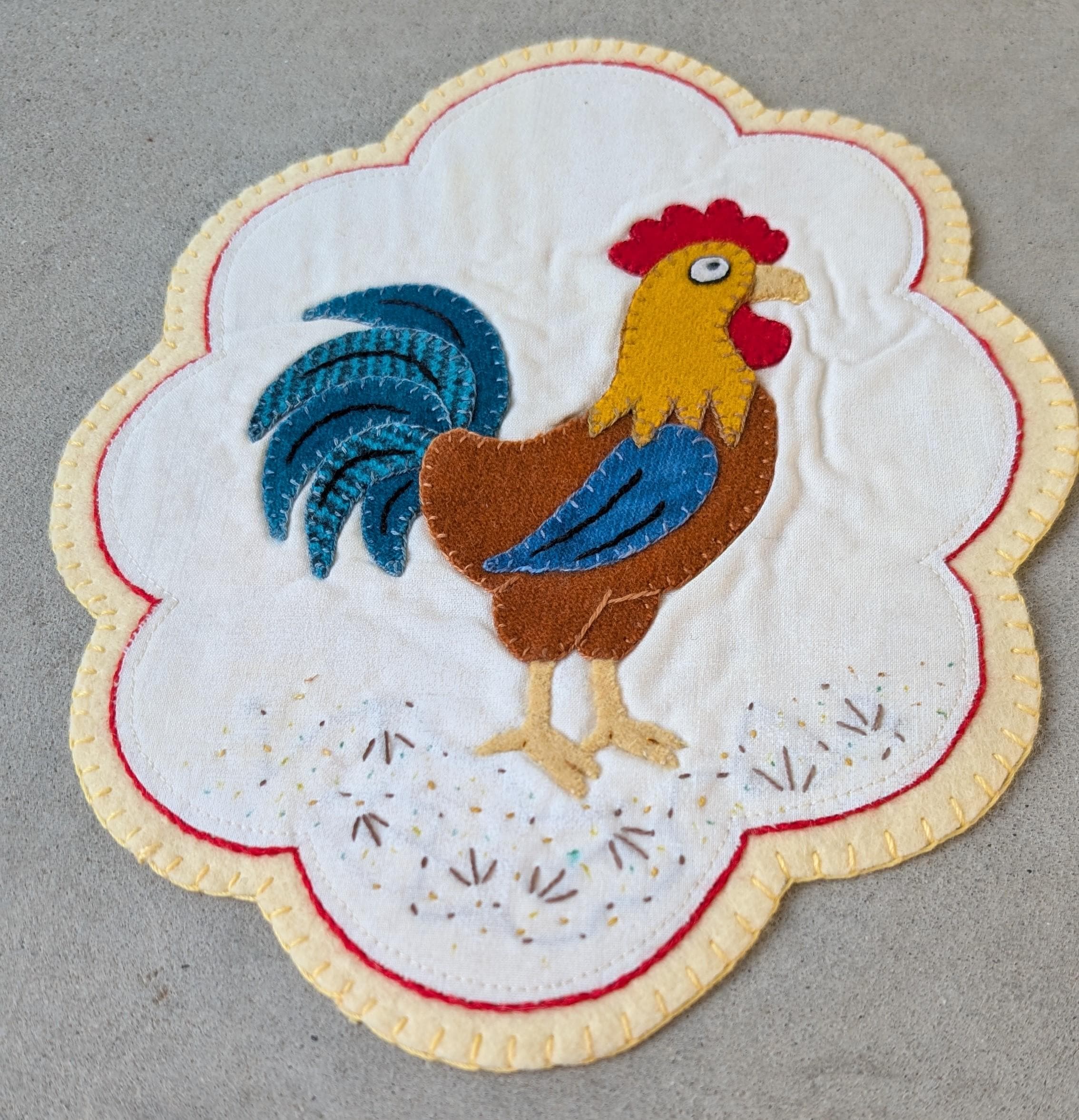 PDF Pattern: Rooster Penny Rug, Instant Download, Decoration. Wool, Wool Felt, Applique.