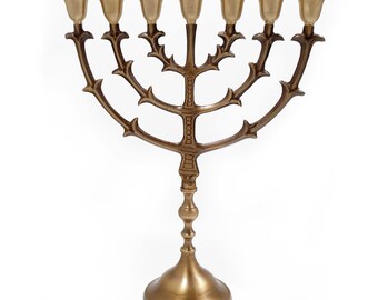 Traditional Seven Branched Menorah 12,2 inch Antique Bronze