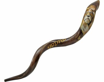 Artistic Yemenite Kudu Kosher Shofar 42"-45" Lion Of Judah Brown Israel Limited Edition