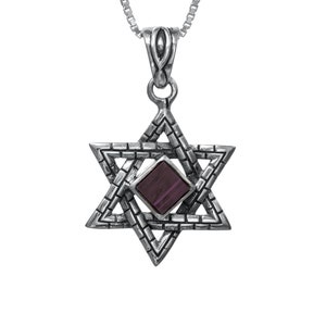 Magen David avec Jérusalem Nano Bible Torah Pendentif Briques Collier Argent 925 Cadeau