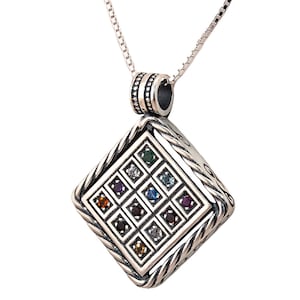 Kabbalah Pendant with Breastplate stones Hoshen Silver 925 Jewish Jewelry