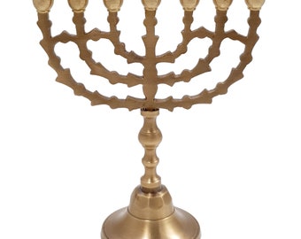 Jewish Candle Holder 7 Branched 7.8 inch from Jerusalem Bronze Menorah