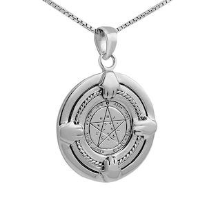 Wishes Seal Amulet King Solomon Pendant Silver 925 Talisman with Hamsa