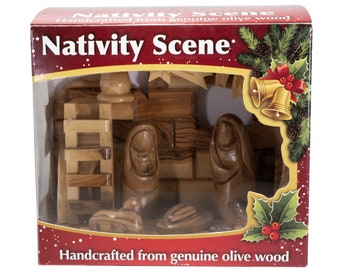 Nativity scene, Handcrafted Olive Wood Christmas Figurines 5.7 inch