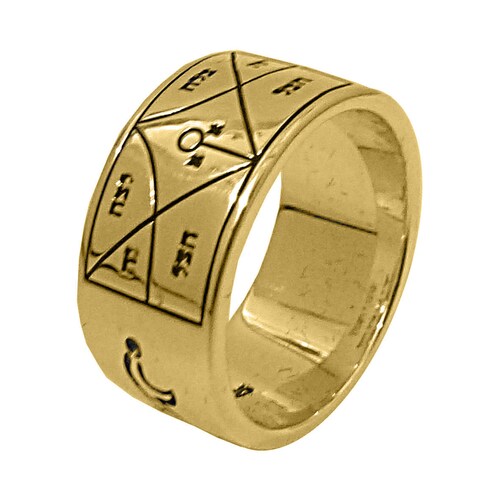 Ring Seal of Angel shops Raziel King Solomon Kabbalah Amulet Silver 925 Gold Plated 24ct (6-13 sizes)
