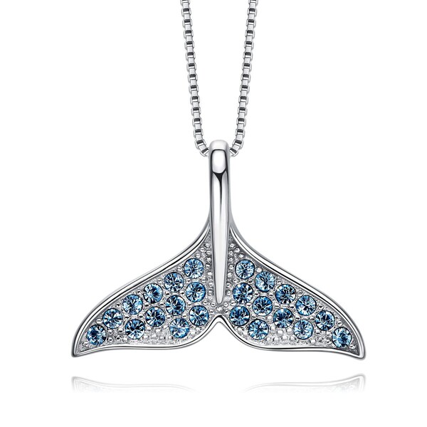 thumbnail image 2 of Eclectic Shop Uk Ltd ® Silver Plated Mermaid Tail Pendant Necklace - Whale Tail Charm, 51cm Rolo Chain, UK Made 2 of 6